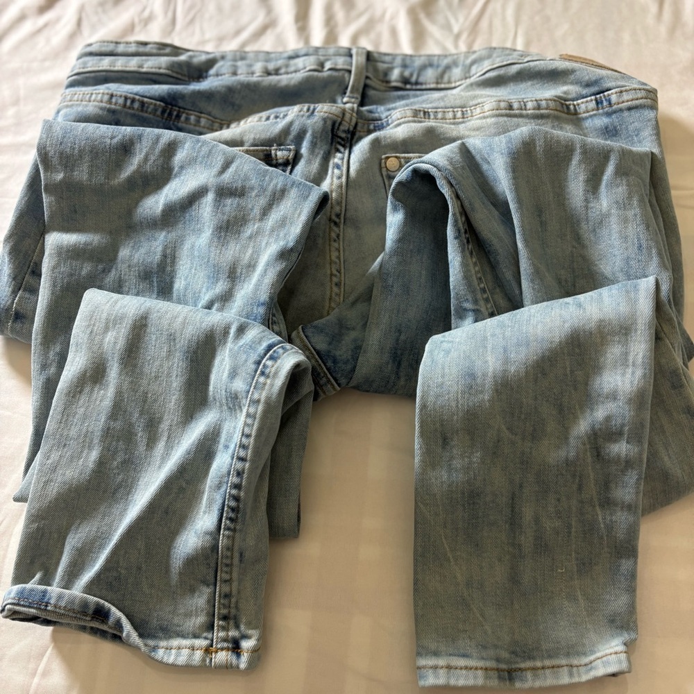 &Denim Skinny Low Waist Jeans Mens 34x32 Distressed Light Wash - Picture 12 of 13